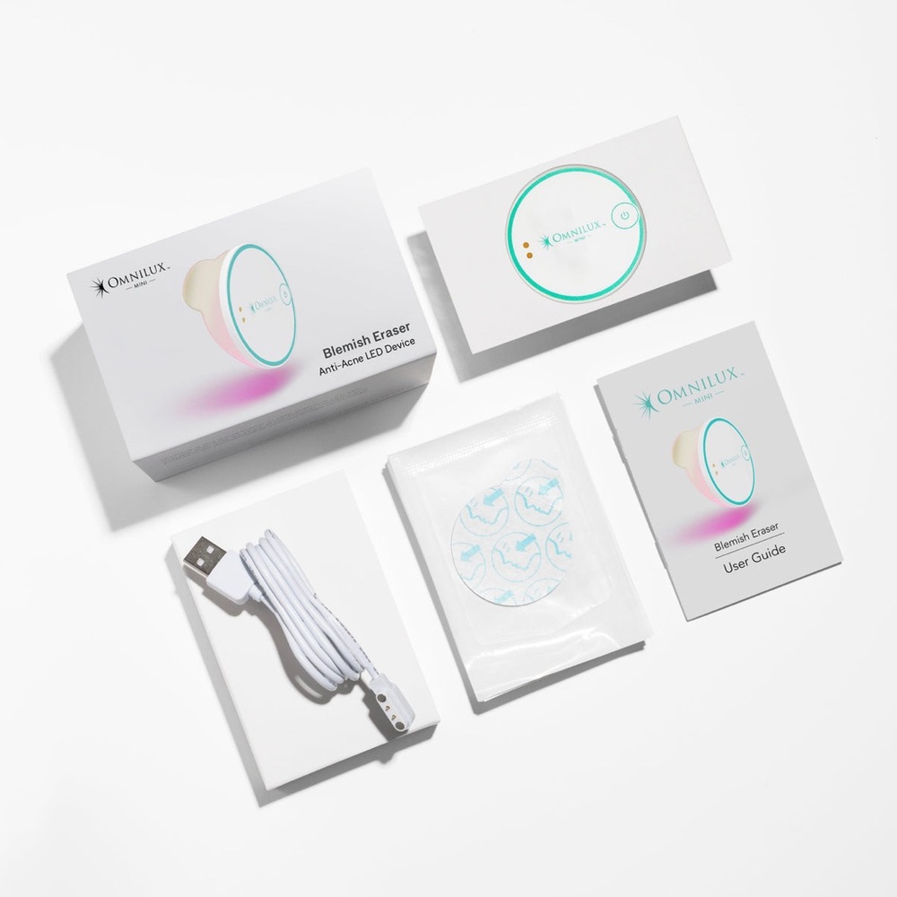NEW Omnilux Mini Blemish Eraser LED Acne Device + 30 Hydrocolloid Patches